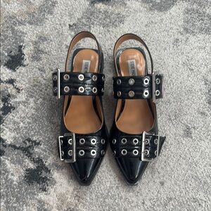 Steve Madden Black Adjustable Buckle Flats
